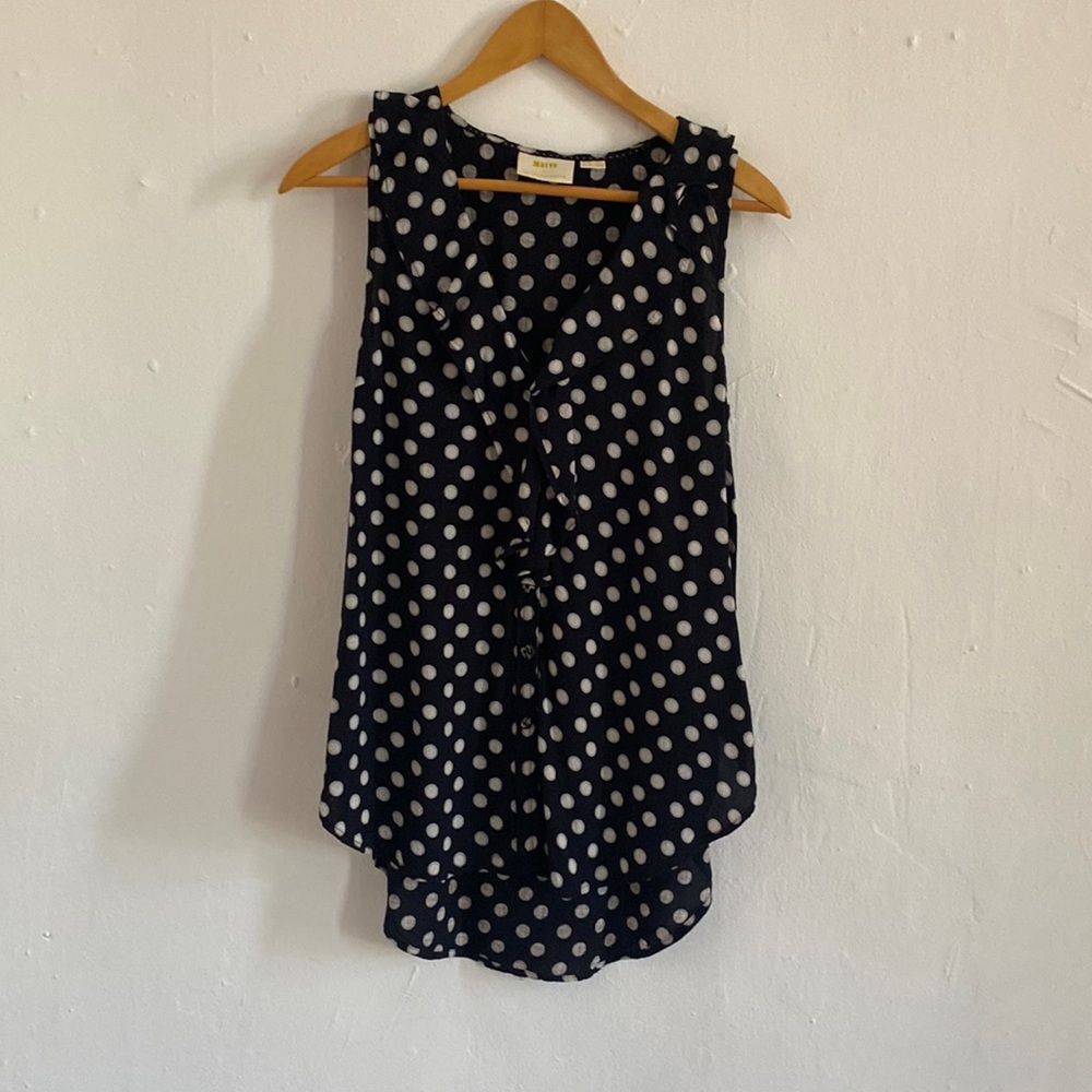 Maeve by Anthropologie, sleeveless blouse, polka dots,